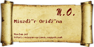 Miszár Oriána névjegykártya